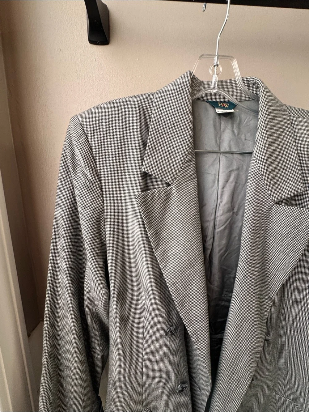 100% Pure New Wool Gray Double-Breasted Blazer